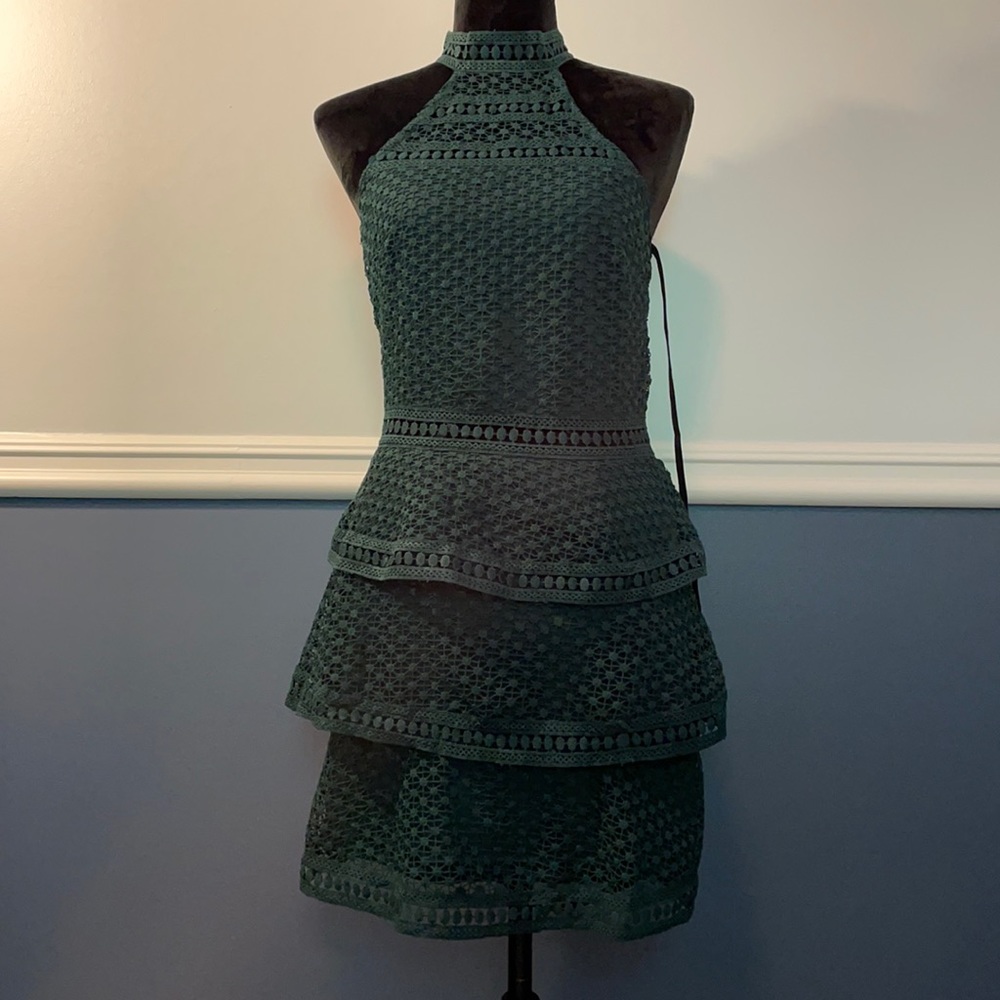 “Prettylittlething” Lace Panel Tiered Bodycon